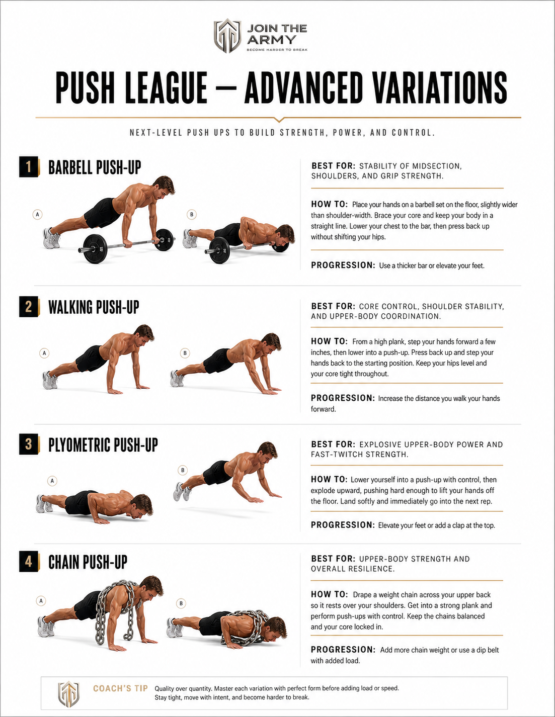 Push League advanced push-up variations