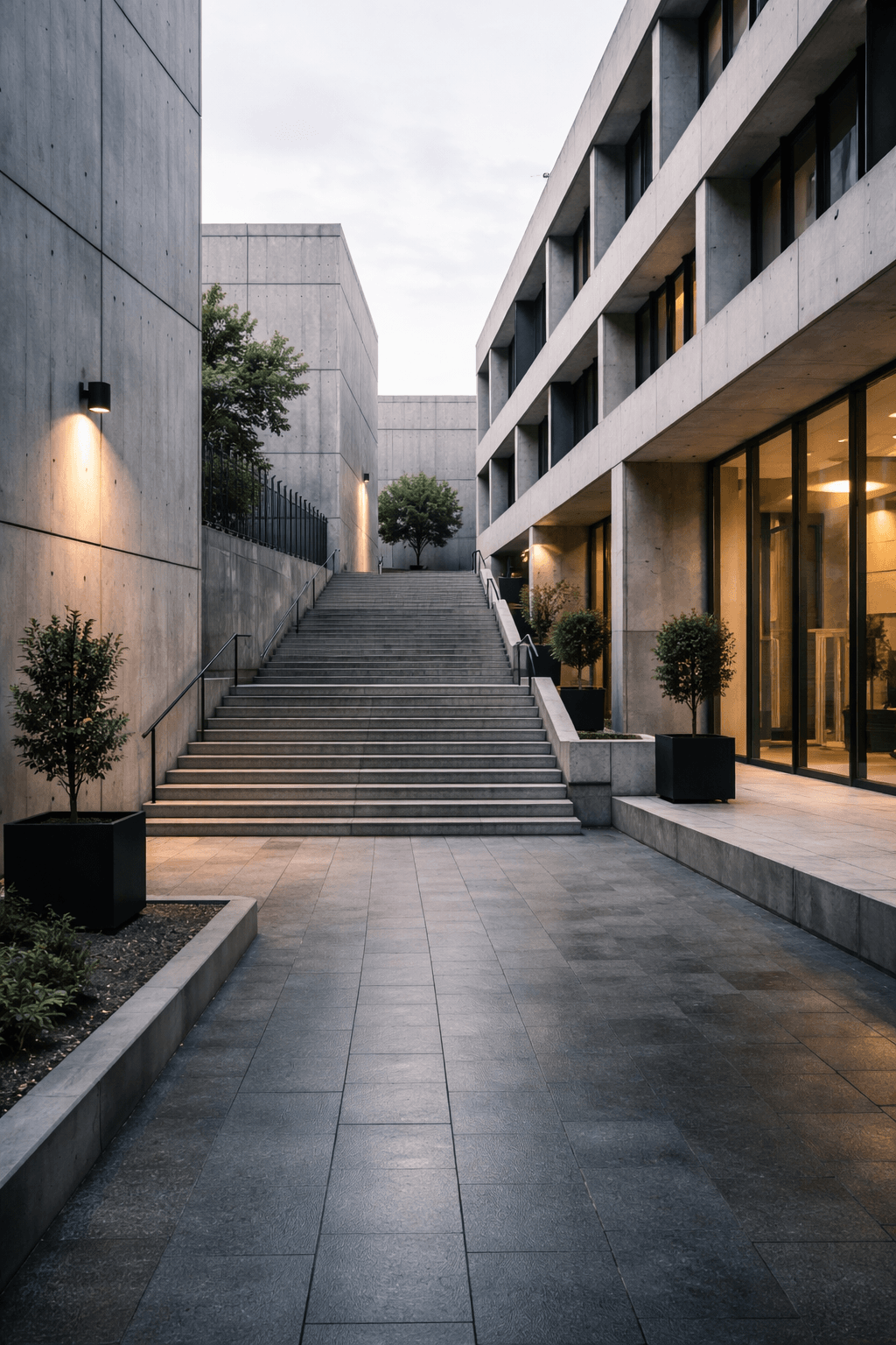 Minimal architectural steps symbolizing progress and structure